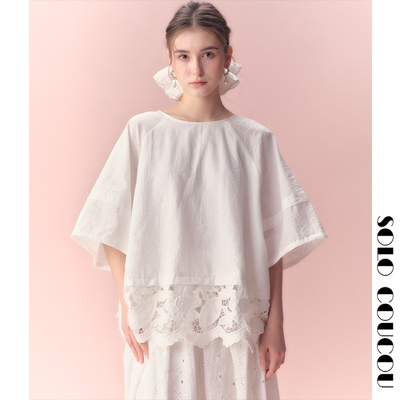 SoloCoucou索乐原创设计法式白衬衣女双面穿系带中袖松弛感上衣