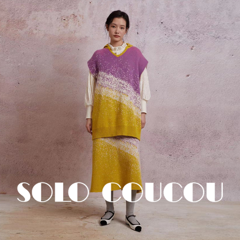 渐变羊驼毛毛衣原创设计v领宽松