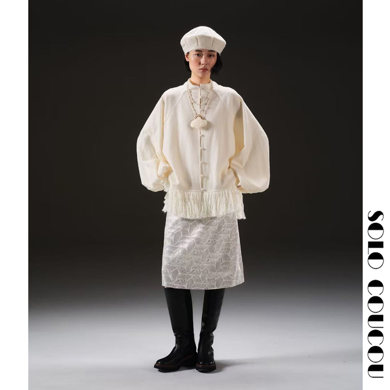 银色肌理感半裙A字中长原创设计