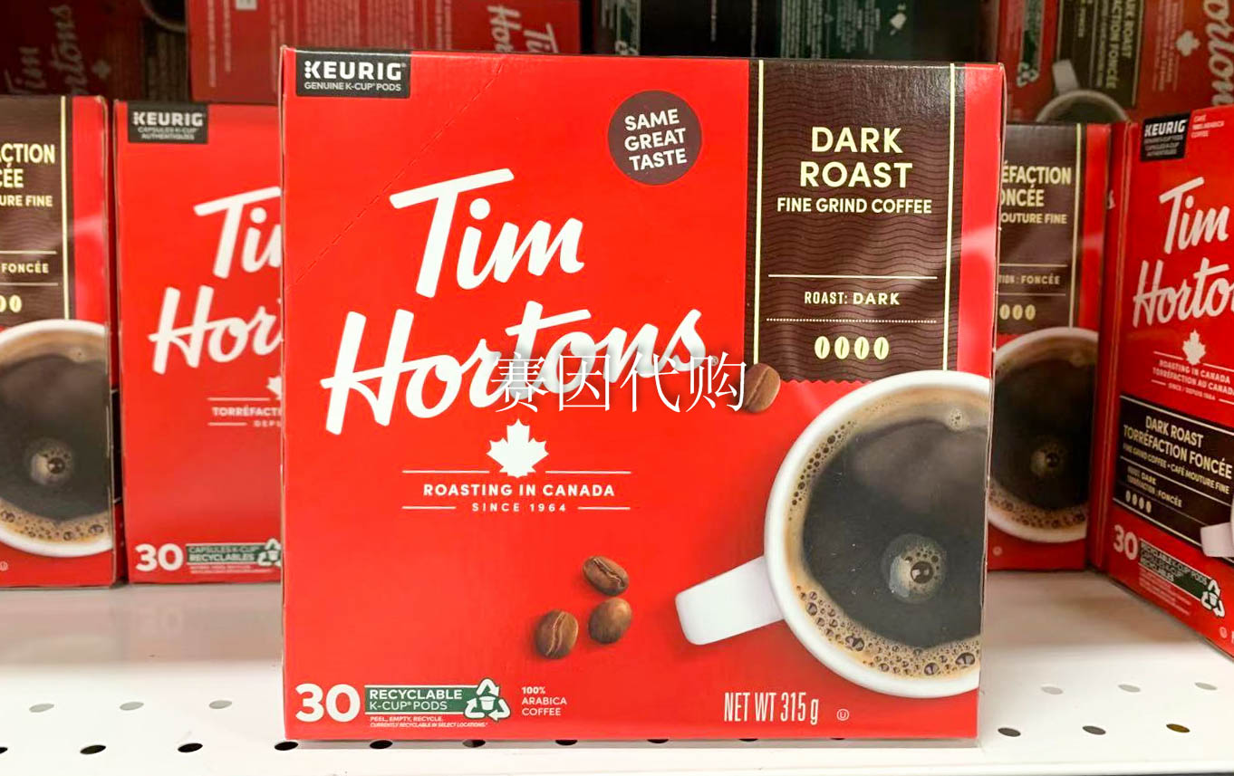 加拿大tims/tim hortons阿拉比卡咖啡重度烘焙k-cup胶囊咖啡30杯