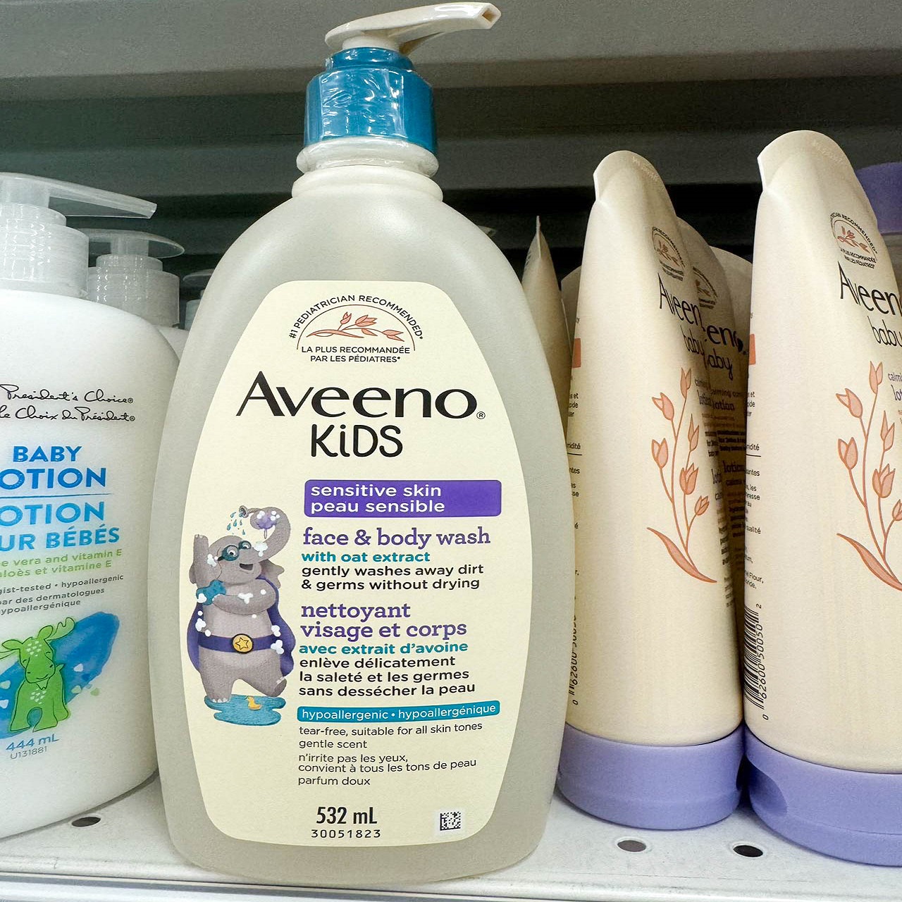 加拿大AVEENO KIDS艾维诺儿童敏感肌肤洁面洗面沐浴露532ml