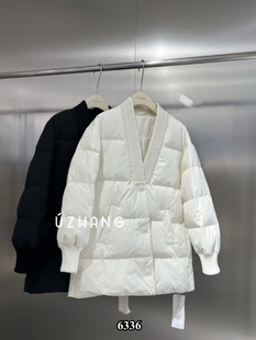 2025年新款羽绒服南油白色女中长款小个子加厚保暖白鸭绒外套冬季