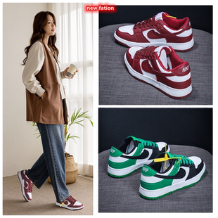 平底爆款鸳鸯女鞋低帮运动板鞋2026新款百搭真皮透气情侣鞋潮鞋子