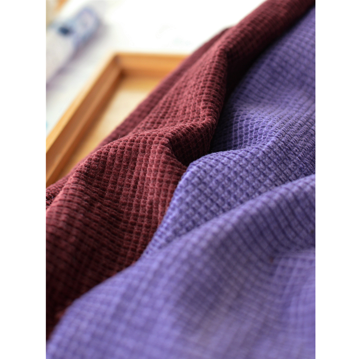 柔软洗全棉华夫格米粒灯芯绒布料