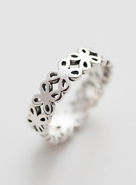 镂空戒指925纯银复古女可调节