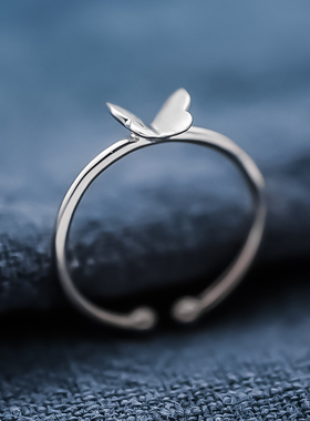 可爱立体蝴蝶女开口纯银戒指尾戒
