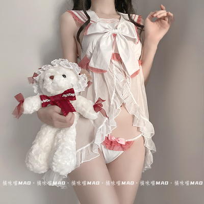 taobao agent Orange flavor meow, cute maid original Japanese sexy bow see -through maid costumes uniform underwear sleeping suit