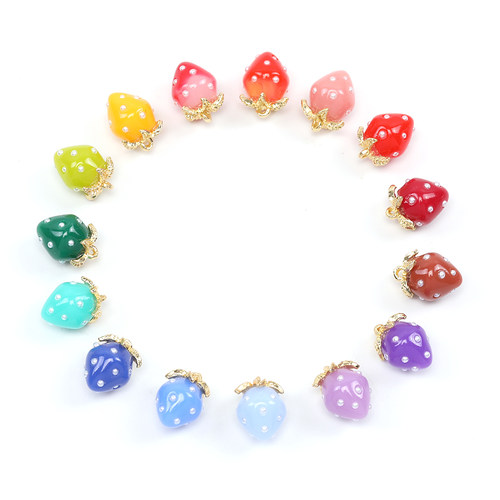 日本进口多巴胺渐变草莓树脂吊坠