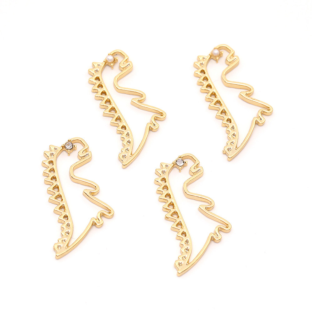 保色恐龙小狗猫咪吊坠挂件镶锆石珍珠 项链手链耳饰配件