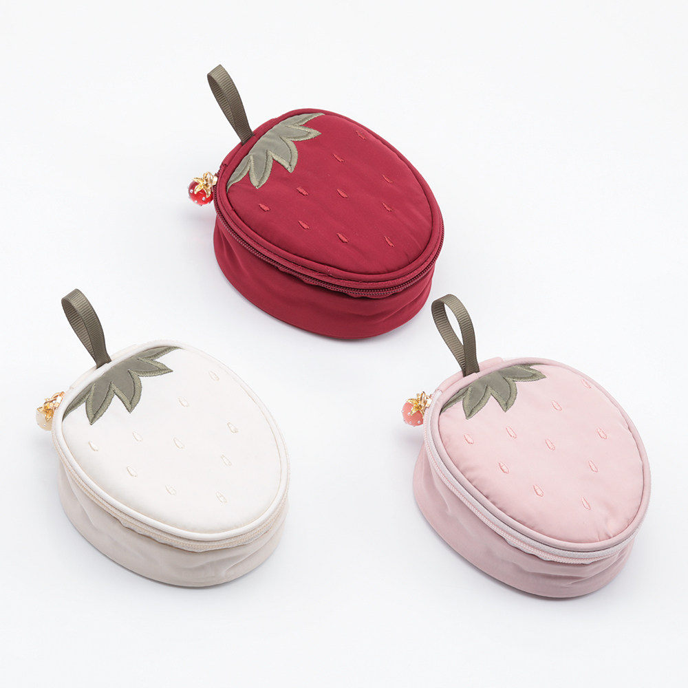 日式草莓首饰盒心形首饰包旅行便携戒指项链手表珠宝饰品收纳包