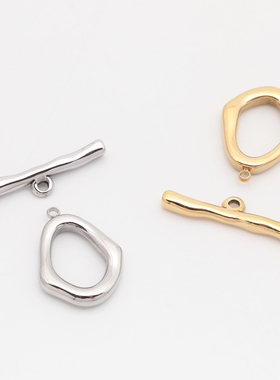 抛光钛钢14K镀金OT扣diy项链手链扣收尾扣手工材料配件一体扣