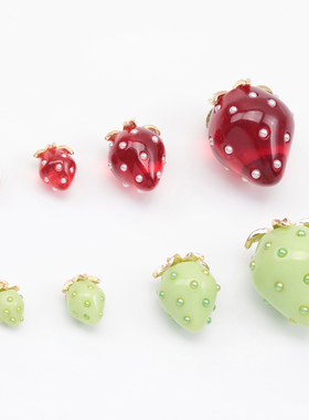 日本进口原创通透果冻色草莓吊坠 ins爆款 日系DIY手作饰品配件