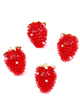 日本进口原创红色果冻草莓吊坠 ins爆款 树脂日系DIY手作饰品配件