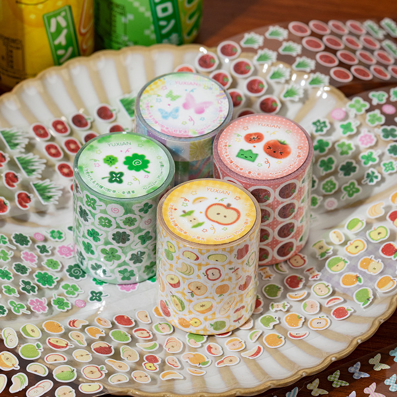 治愈时光手帐模切胶带古早风四叶草蝴蝶日记咕卡手工装饰贴小图案,文具电教/文化用品/商务用品,和纸胶带,淘宝优惠券,粉丝福利购,淘宝优惠卷