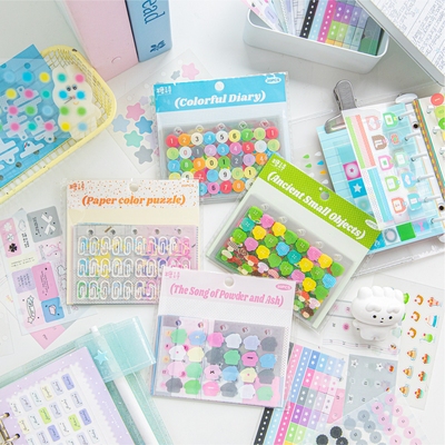 20张PET活页打孔贴纸韩系基础