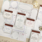 50张复古边框素材便签纸本文艺法式 饰背景纸留言纸 花纹手帐拼贴装