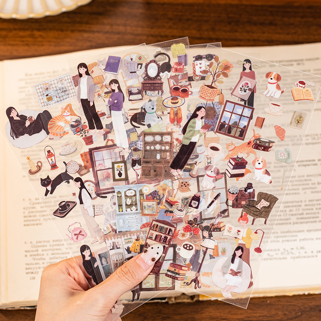 韩系手帐人物贴纸森系少女素材