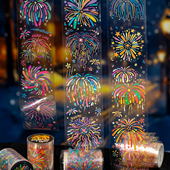 PET烟花模切胶带贝壳光绚烂花火手帐diy拼贴流麻背景装 饰素材贴画