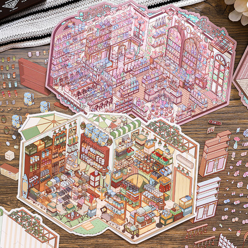 码上旧时光沉浸式手帐微缩场景贴纸3D立体加大版码货解压DIY手工