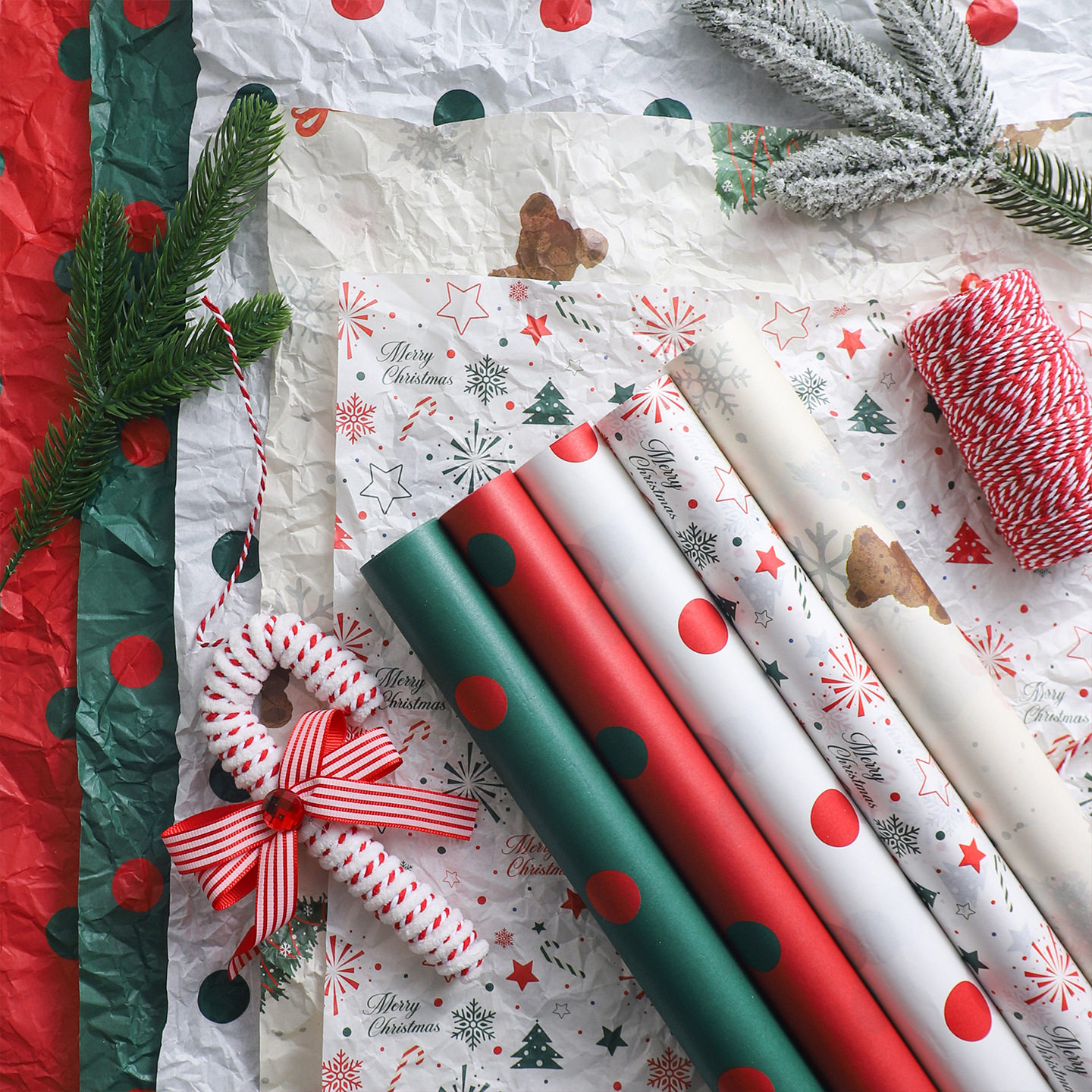 圣诞礼物包装纸手揉雪梨纸