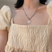 ： 5810 chic小众设计感字母复古钛钢项链锁骨链女 for today