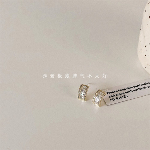 名媛风一对高级法式闪耀微镶锆石