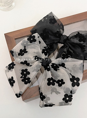 氛围感！韩国春夏新款花朵欧根纱发夹弹簧夹蓬蓬仙女马尾夹11495