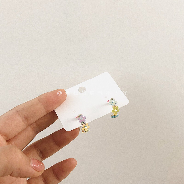 亮片银针撞色森系ins甜美风耳钉