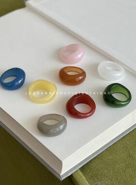 招财！小红书博主同款小众独特元宝形复古树脂戒指冷淡风指环A01