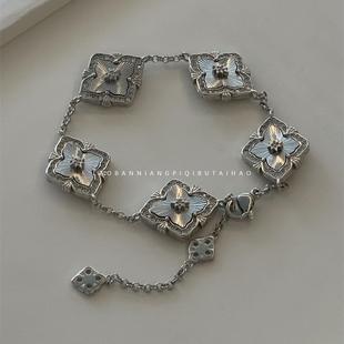 超绝富贵感！重工有份量镭射五花手链女四叶草戒指轻奢小众高级感