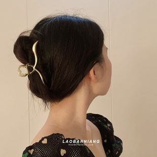 三种材质 韩国金属大抓夹简约复古马尾夹爱心发夹发卡头饰11499