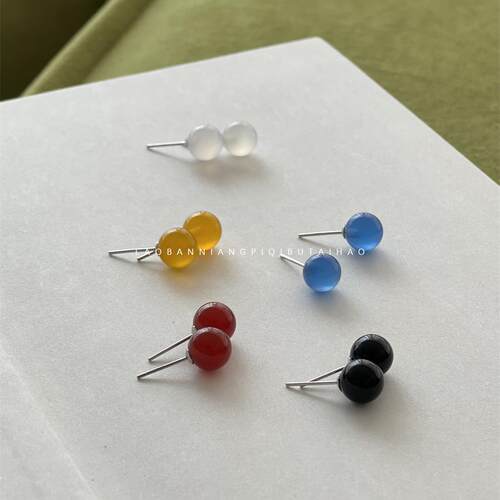 高品质！清透绿玛瑙显白耳钉