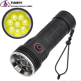 8灯小钢炮便携式强光远射大功率灯具LED铝合金USB充电26650手电筒