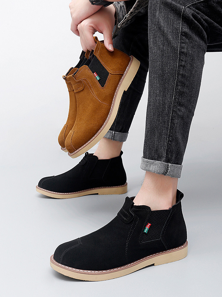 CHELSEA BOOTSMENS LEATHER MID-TOP MARTIN BOOTS AUTUMN|WINTER COTTON BOOTS SNOW BOOTS FLEECE BOOTIES 37 SMALL SIZE LARGE SIZE 48
