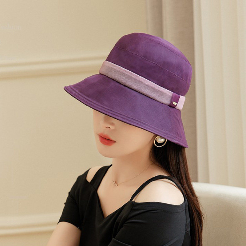 ptah布塔春夏真丝帽女防晒出游中年休闲桑蚕丝遮阳防紫外线渔夫帽