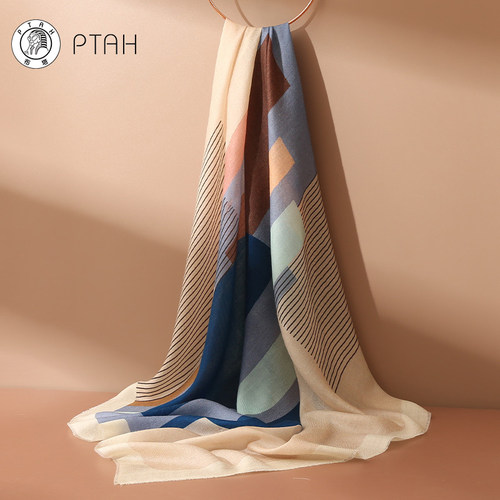 ptah布塔品牌专柜秋冬新款高档绵羊毛保暖方巾女出游防风柔软围巾