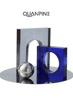 几何水晶摆件现代简约样板间软装配套轻奢北欧客厅玻璃装饰品摆设