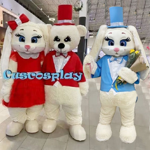 【现货】国外定制野兔长耳朵兔子卡通人偶服装玩偶服cos头套道具
