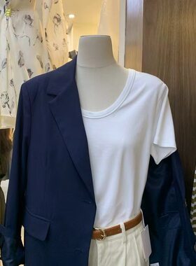 双面棉大U领设计正肩显瘦T恤女