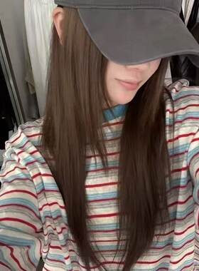 韩代onec*简约条纹圆领长袖T恤女2026秋宽松休闲百搭打底衫上衣