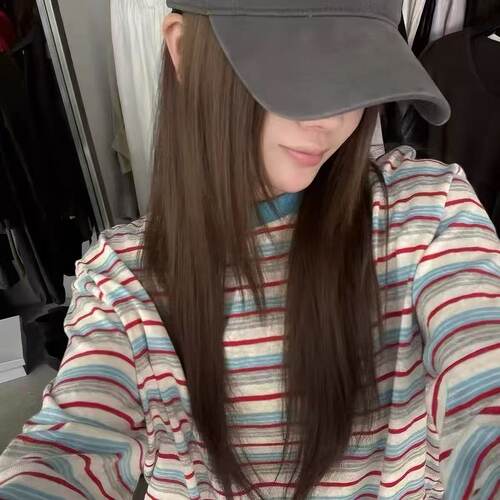 韩代onec*简约条纹圆领长袖T恤女2026秋宽松休闲百搭打底衫上衣