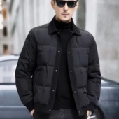 加厚保暖白鸭绒外套时尚 翻领羽绒服短款 百搭上衣保暖羽绒 男士 新款