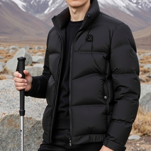 男士新款冬季立领羽绒服夹克外套上衣轻薄保暖羽绒衣中青年男装潮