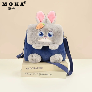 高颜值朱迪毛绒双肩包2025新款 疯狂动物城尼克单肩斜挎包甜美卡通