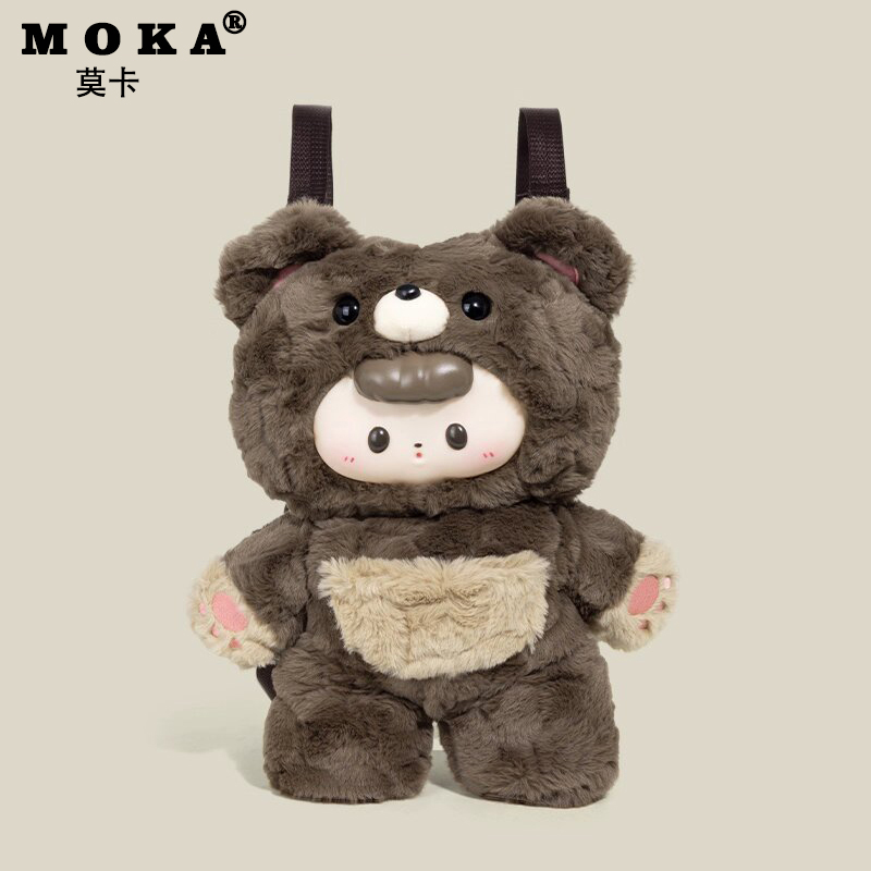 可爱小熊毛绒双肩包2025新款