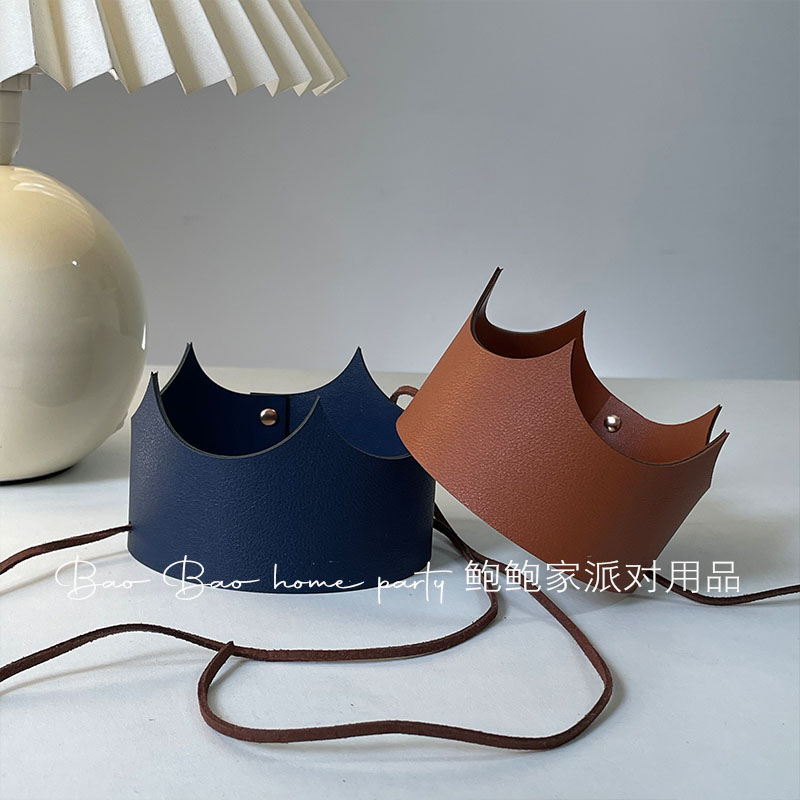 韩系皮质王冠王子公主头饰生日帽