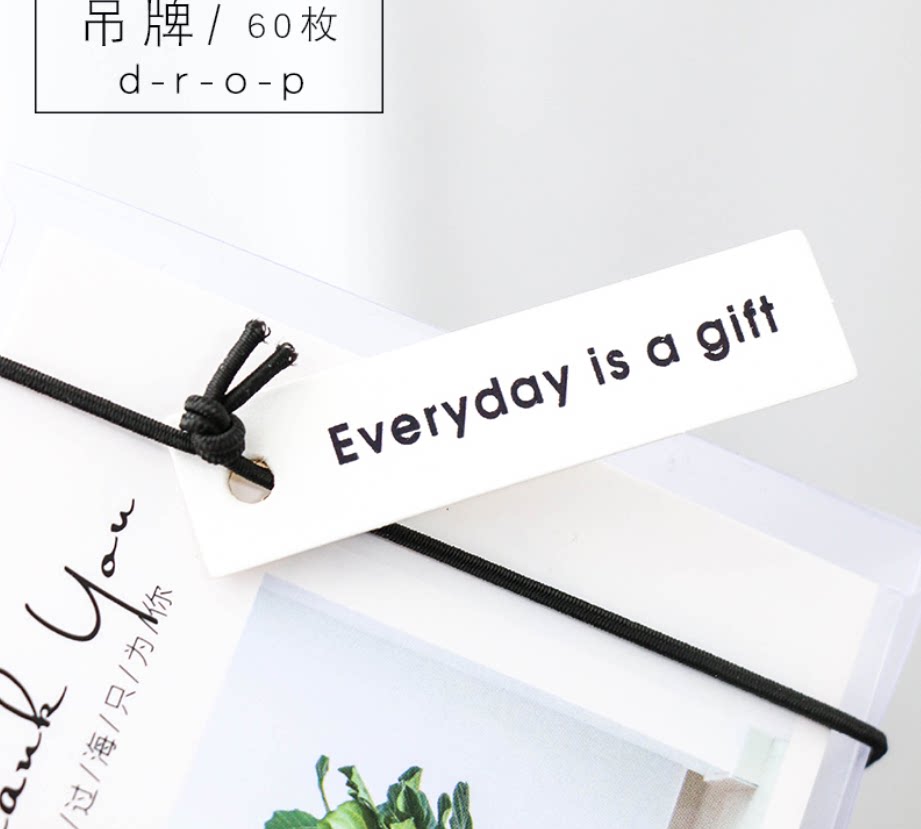 60枚字母吊牌 雪花酥牛轧糖饼干包装盒装饰卡 新年礼物祝福语插牌