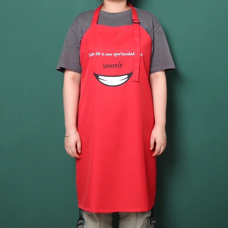 欧单 炒菜吃火锅做家务 厨房围裙多功能笑脸围腰防油防脏易清洗