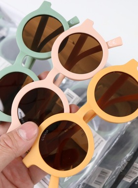 美单儿童大童中性男童女童太阳镜墨镜遮阳镜防晒偏光镜马卡龙圆框
