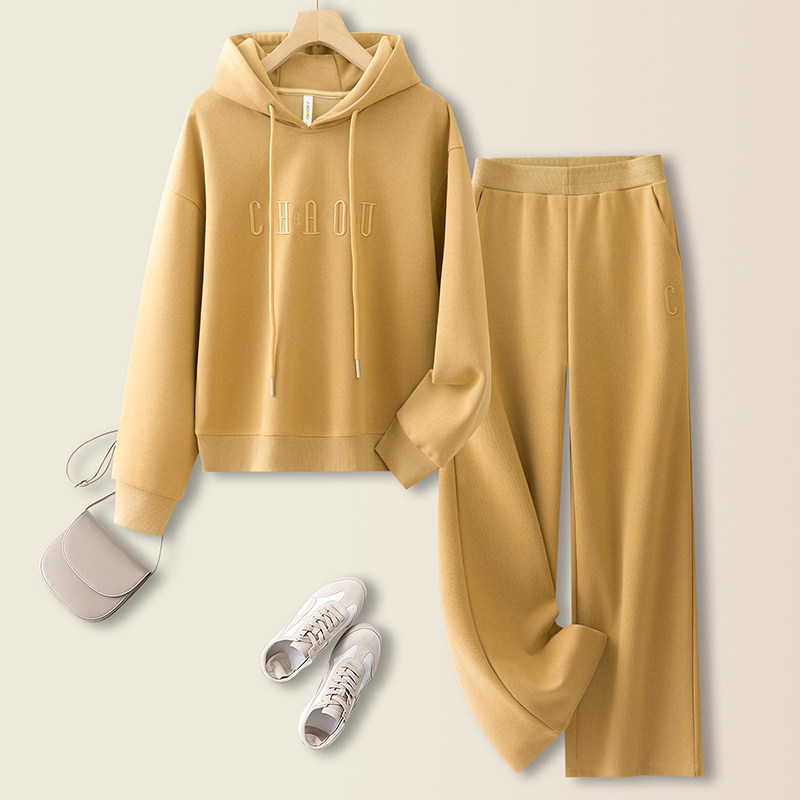 运动风连帽卫衣套装女2026春季新款时尚显瘦阔腿裤两件套